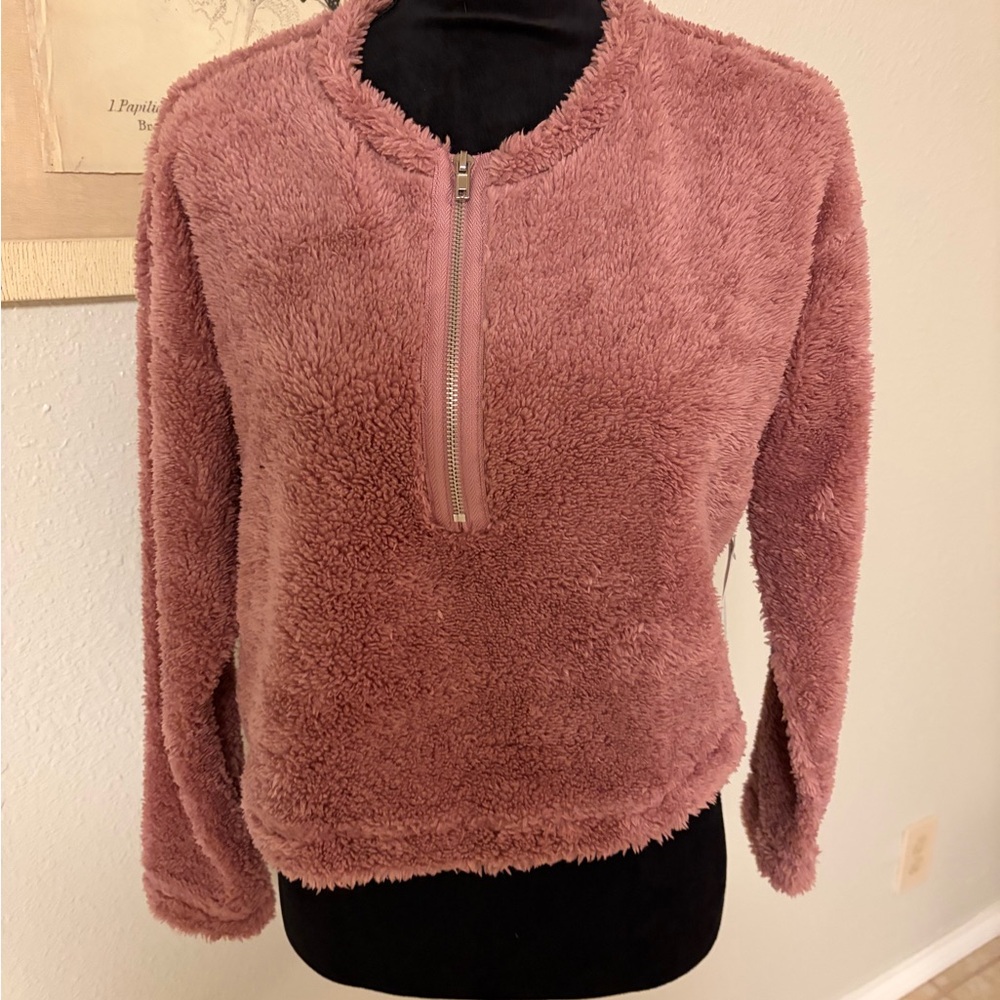 Abound Pink Fuzzy Half-Zip Sweater Size XS NWT